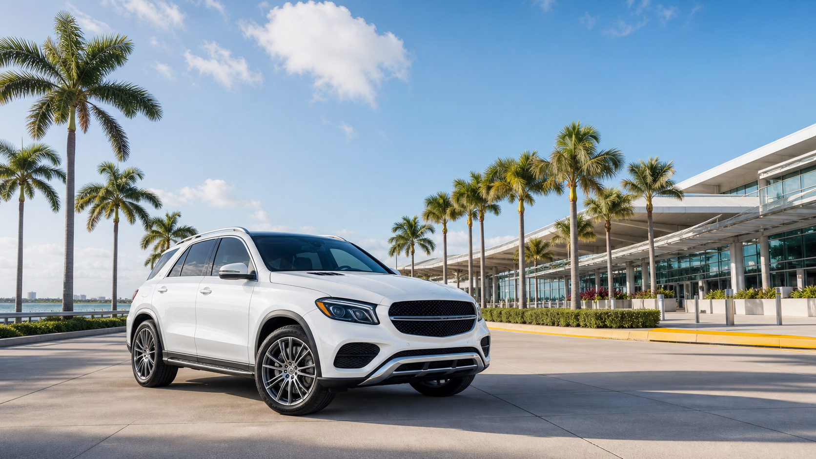 White Mercedes SUV private airport transportation for Marco Island to Fort Lauderdale Airport Transfer