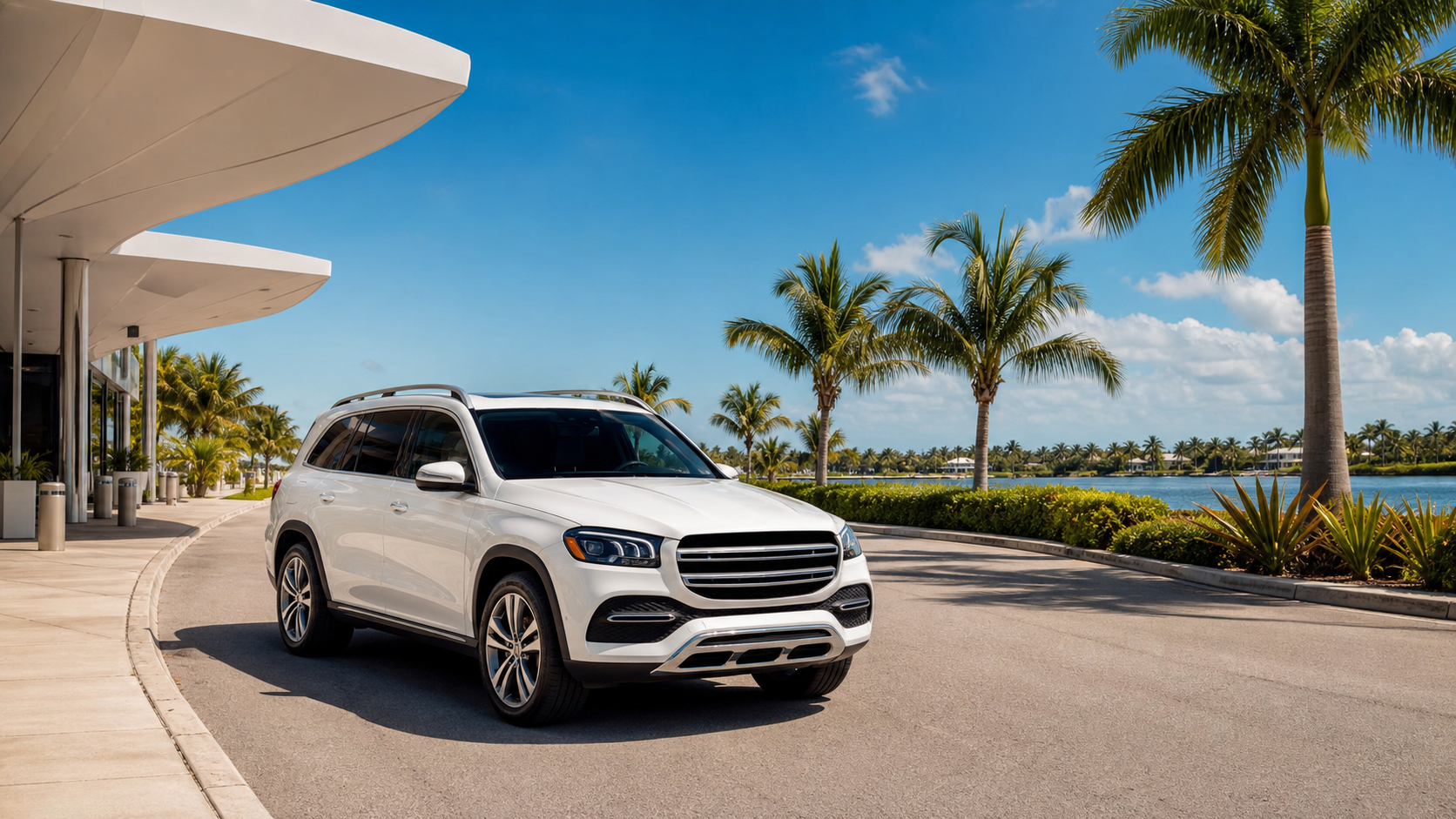 White Mercedes SUV private airport transportation for PGD to Marco Island Private Airport Transfer
